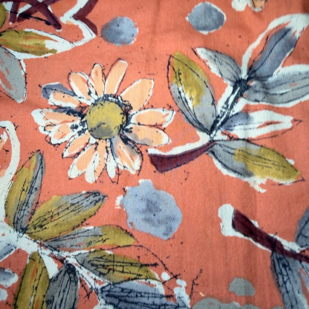 VTG Banana Republic Hawaiian Shirt Mens M Peach Cotton Tropic Daisy Miami Pastel